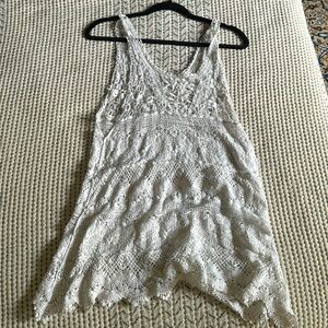 White crochet lace swim suit cover up or white dress